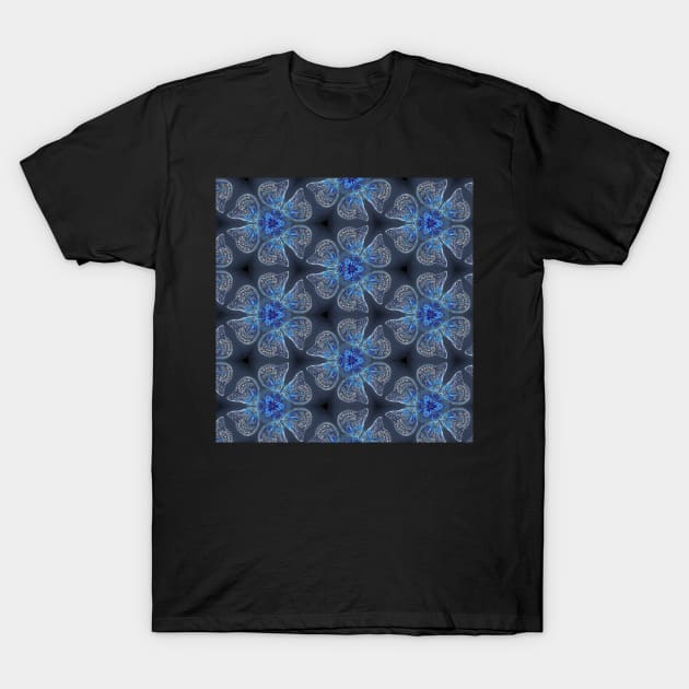 Blue Butterflies Pattern T-Shirt by Neginmf